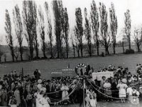 ALBUM 1958 061  1958 Május 1. Ünnepség - Aszód FC sporttelp. ( háttérben a vasútállomással )